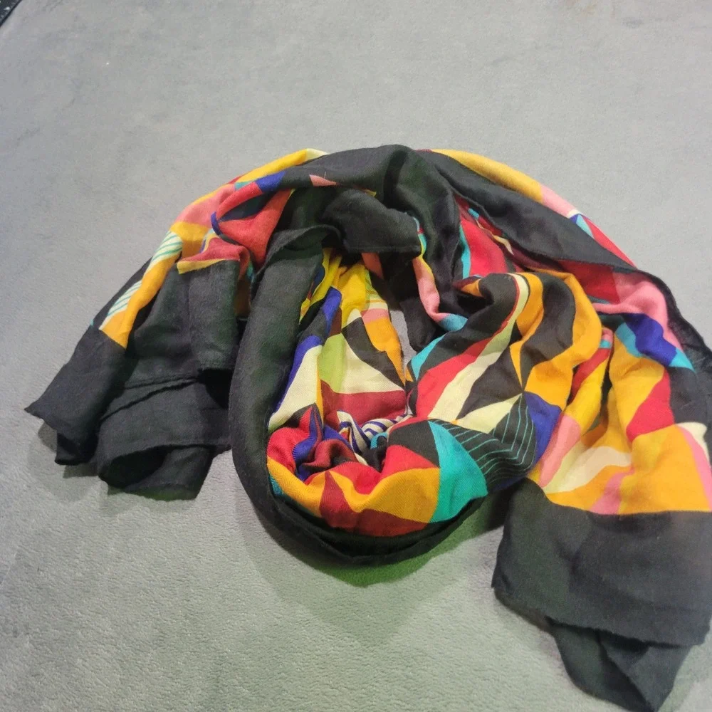 Scarf Women OS Multi Geometric‎ Triangle Abstract Art Deco Lightweight Accessory